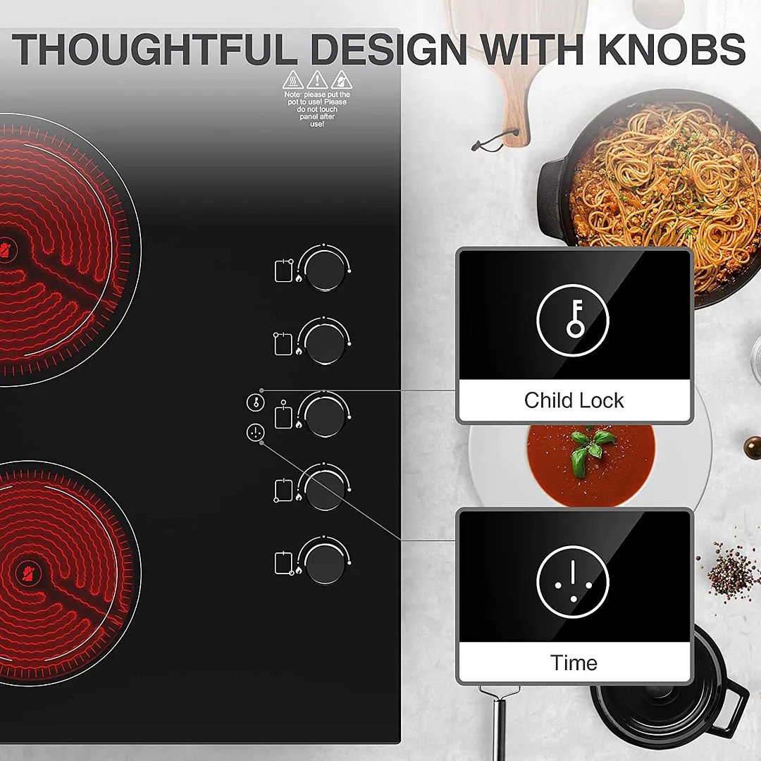 Electric Cooktop 36 inch, ANHANE Builtin Electric Cooktop 5 Burner