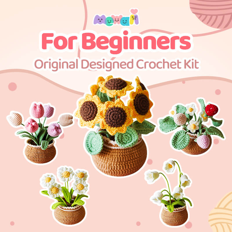 Mewaii Crochet Flowers and Potted Plants For Beginners Crochet Kit with
