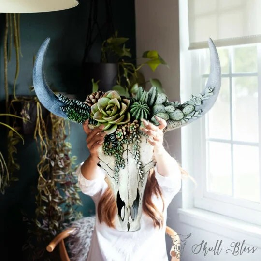 SUCCULENT/FLOWER COW SKULL WALL DECOR NURSERY DECOR