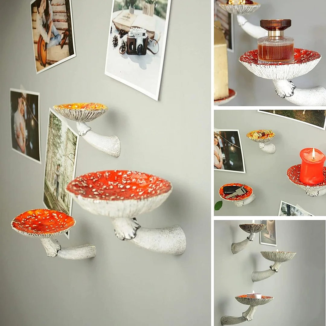 Wall Floating Mushroom Hanging Shelf