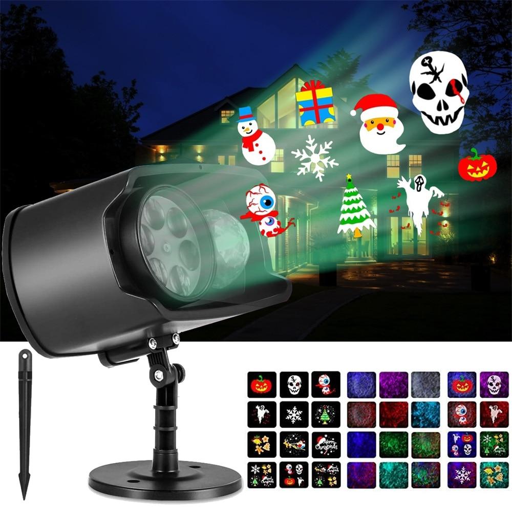 2 in 1 Halloween Outdoor Projector Lights Decorations with 9 HD