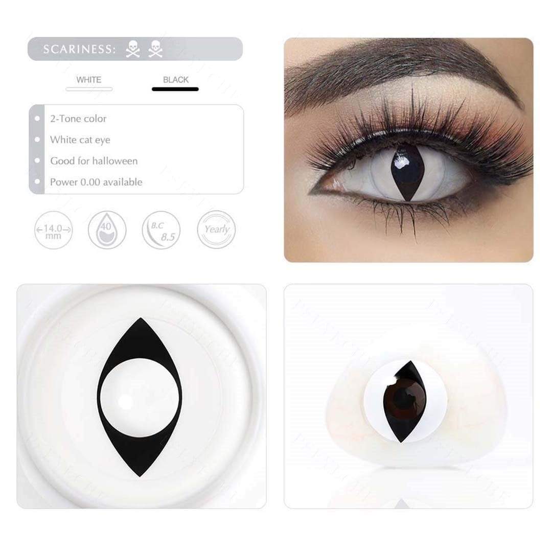 White Cat Eye Halloween Contacts