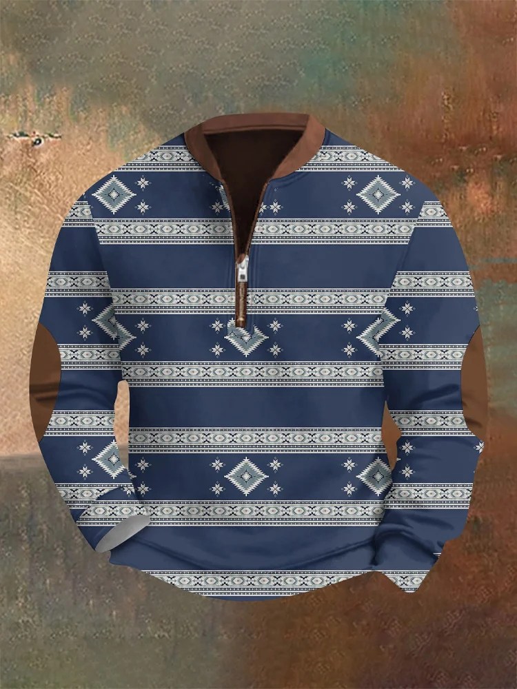Comstylish Men's Vintage Western Print Sweatshirt