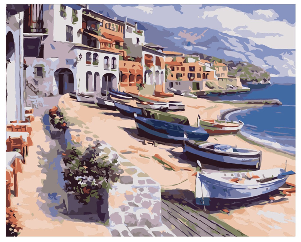 DIY Painting By Numbers Seaside town