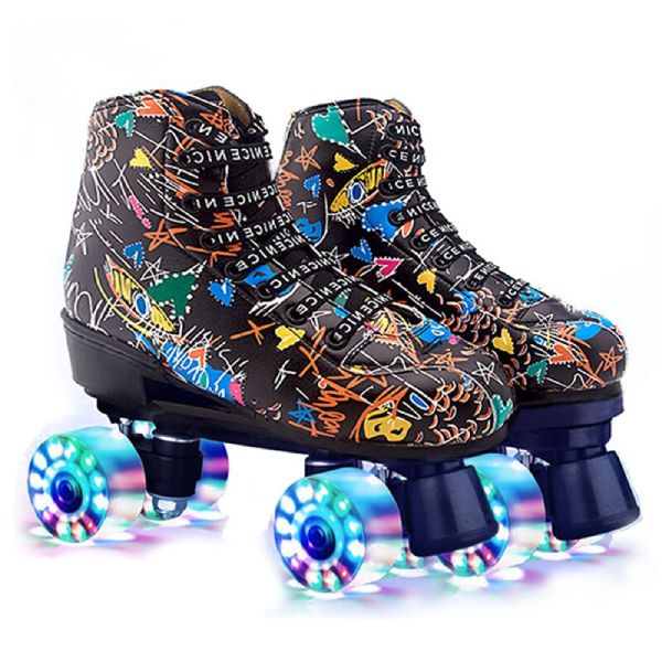 Colorful Graffiti Roller Skates Leather Adult Unisex