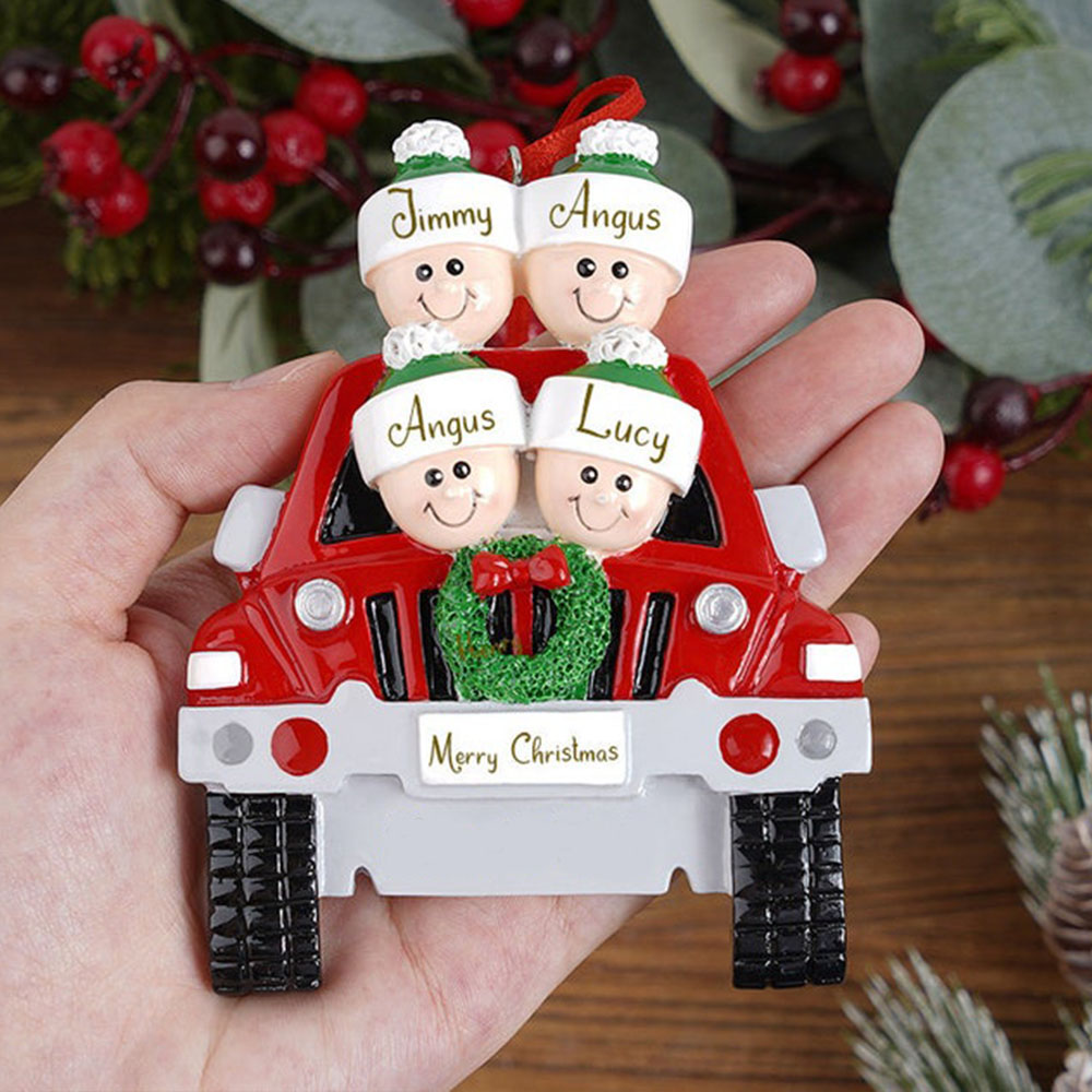 Customized Family Car Christmas Tree Ornament With 5 Names Hanging Ornament