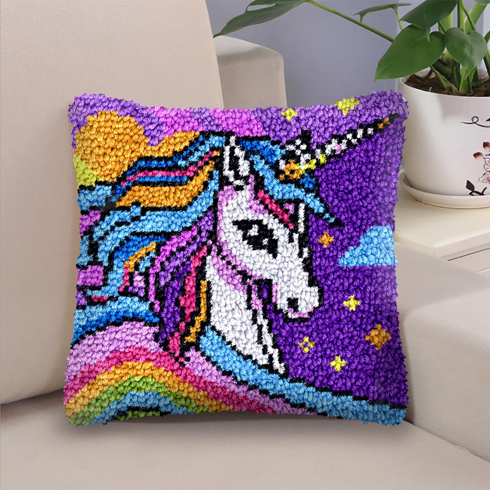 Latch Hook Pillow Kit DIY Hooking Cushion Set for Adults and Beginners