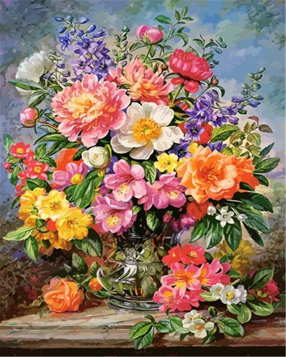 DIY Painting By Numbers Flower peony