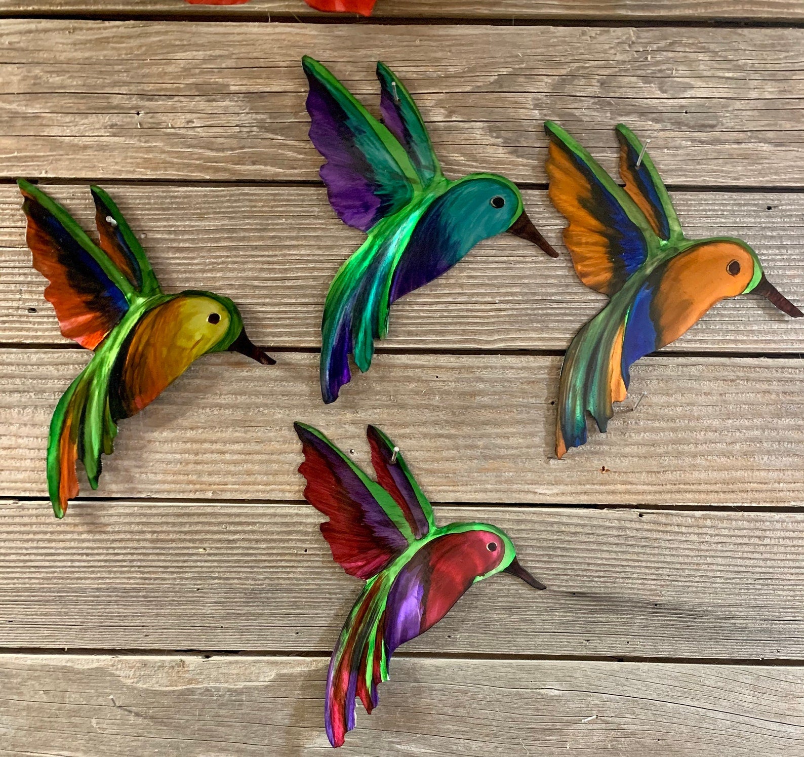 Hummingbirds Metal Art Yard Art 3d Appearance Sun Catching