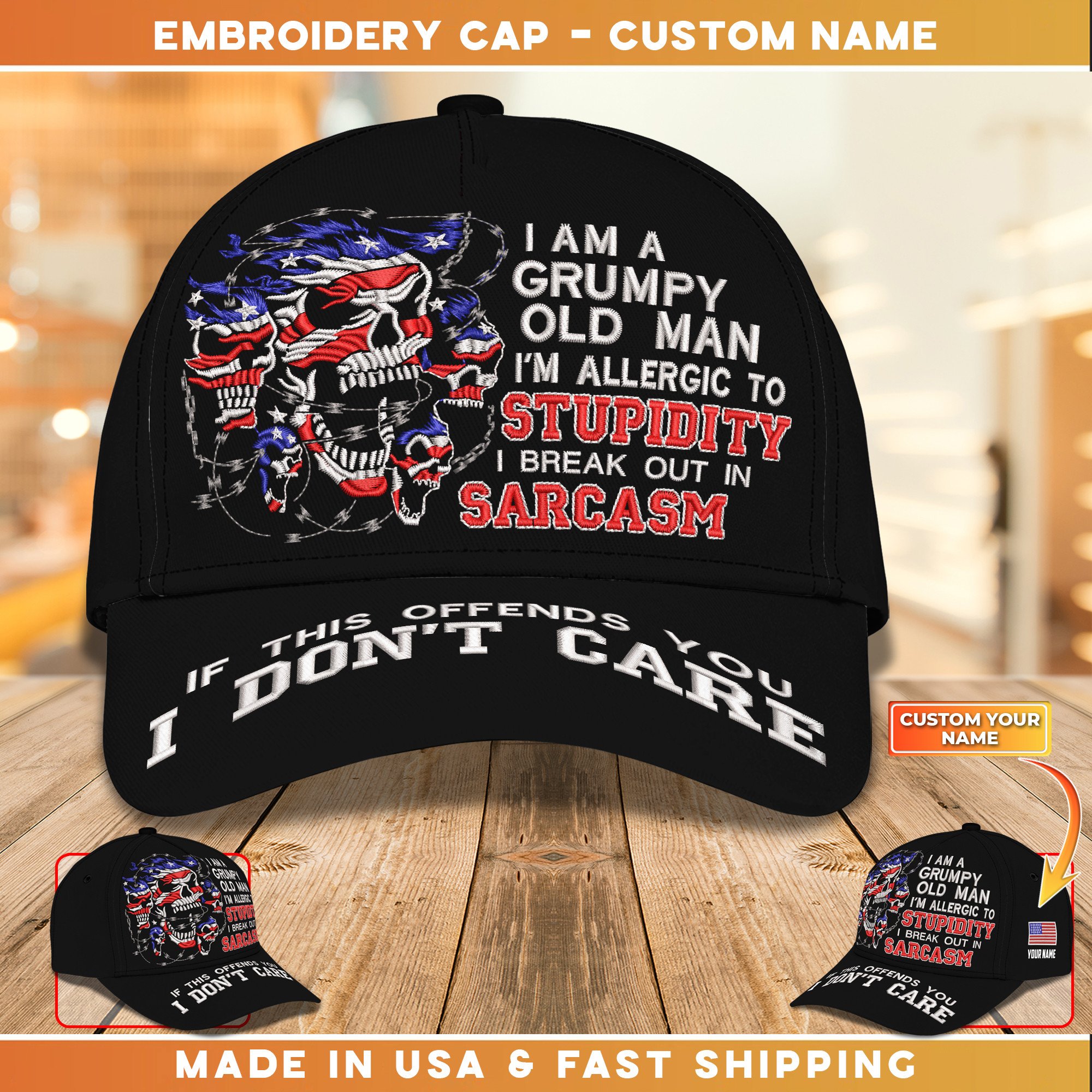 Embroidery Cap I'm A Grumpy Old Man Cap Custom Classic Embroidery