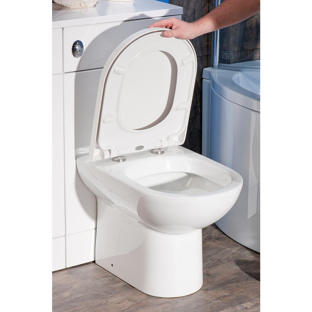 Vellamo Modern DShaped Back to Wall Toilet with Soft Close Seat Tap