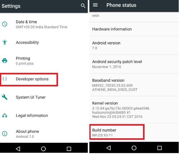 How to turn on Developer Mode in Android 7.0 Nougat?