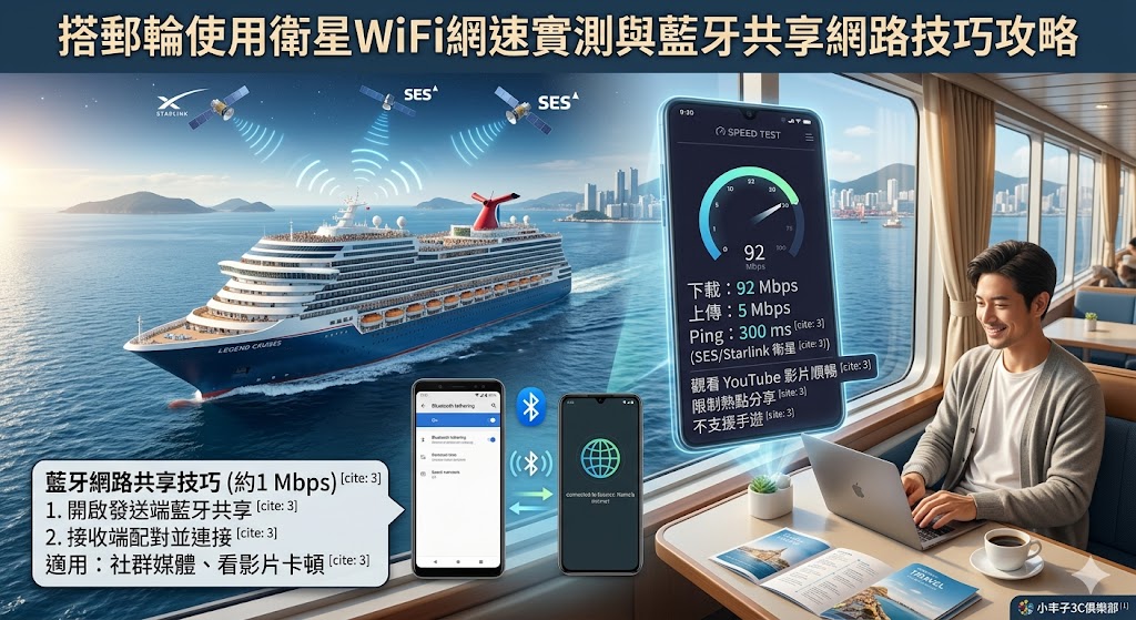 郵輪WiFi上網效果好嗎? 可以當無線熱點分享器分享給同房家人使用嗎?