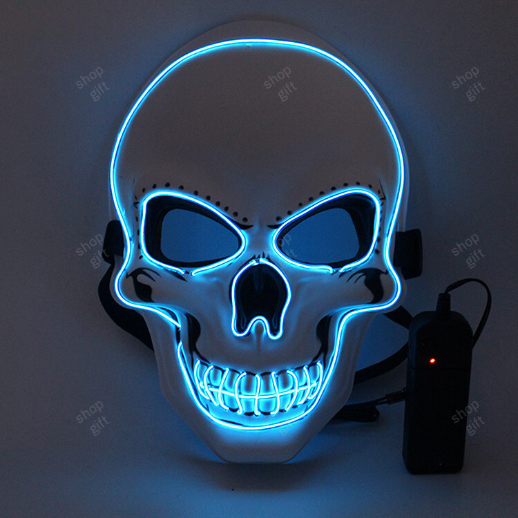 Scary Ghost Head Skull Glowing Mask LED Light Up Halloween Mask shop gift