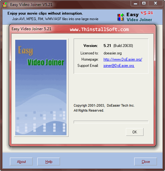 Easy Video Joiner Portable 5.21 Fast AVI, MPEG, RM, WMV/ASF Joiner