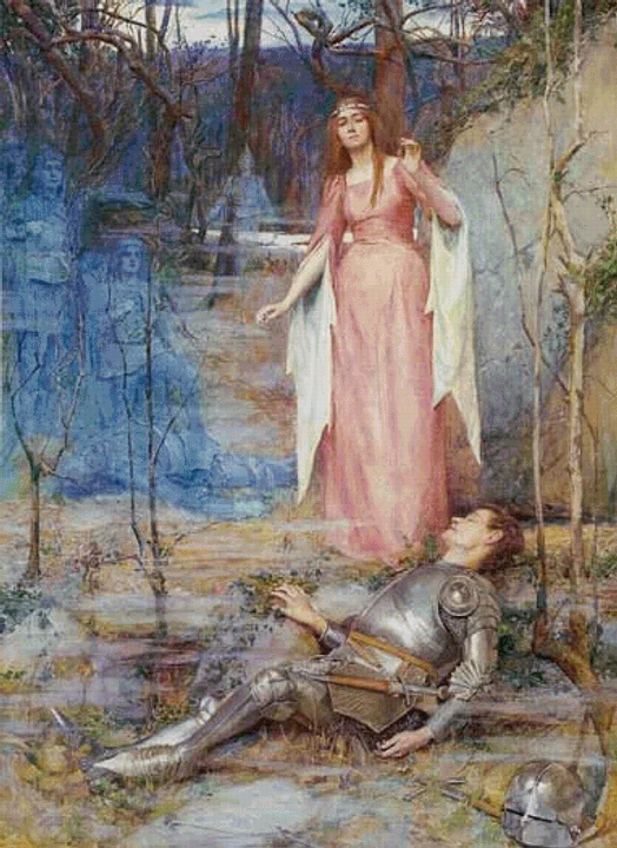 La Belle Dame sans Merci crossstitch pattern by Henry Meynell Rheam
