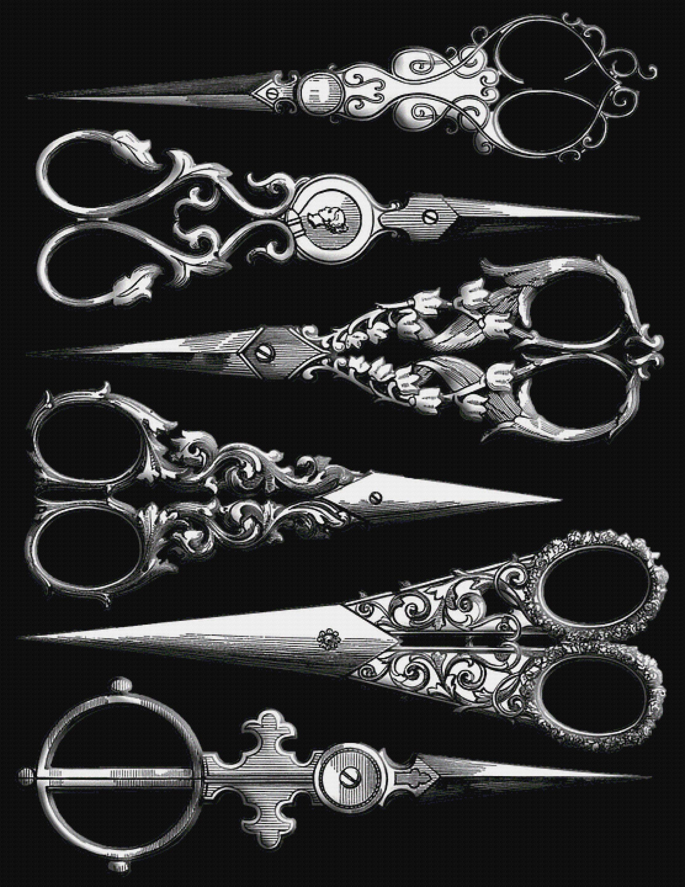 Vintage Sewing Scissors crossstitch pattern (XL size, High colors