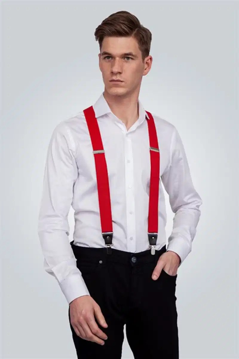 Plain Red Suspenders