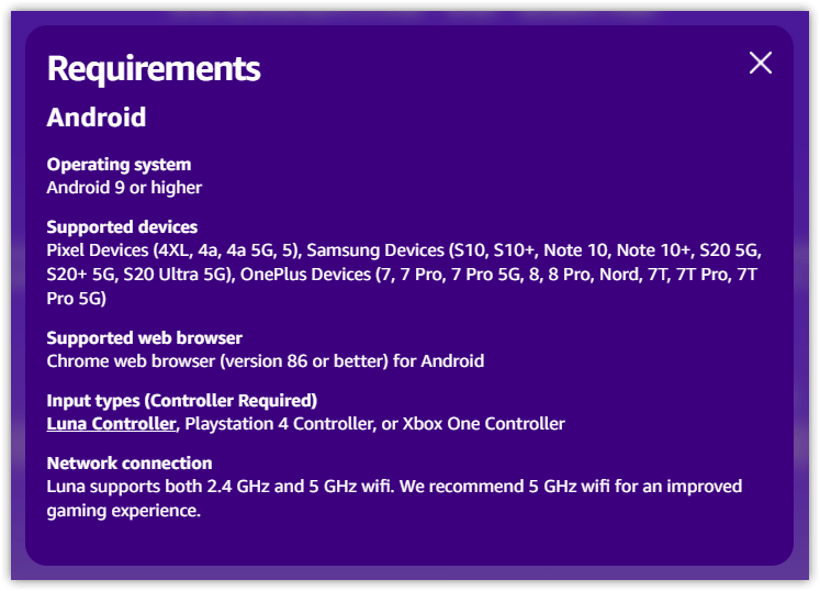 Amazon Luna supporta alcuni smartphone basati su Android
