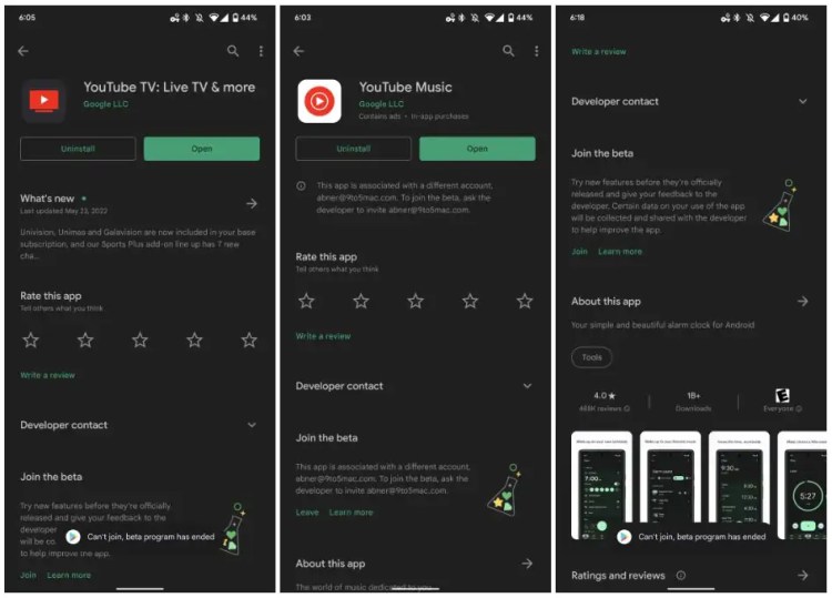 Google Play Store programmi beta