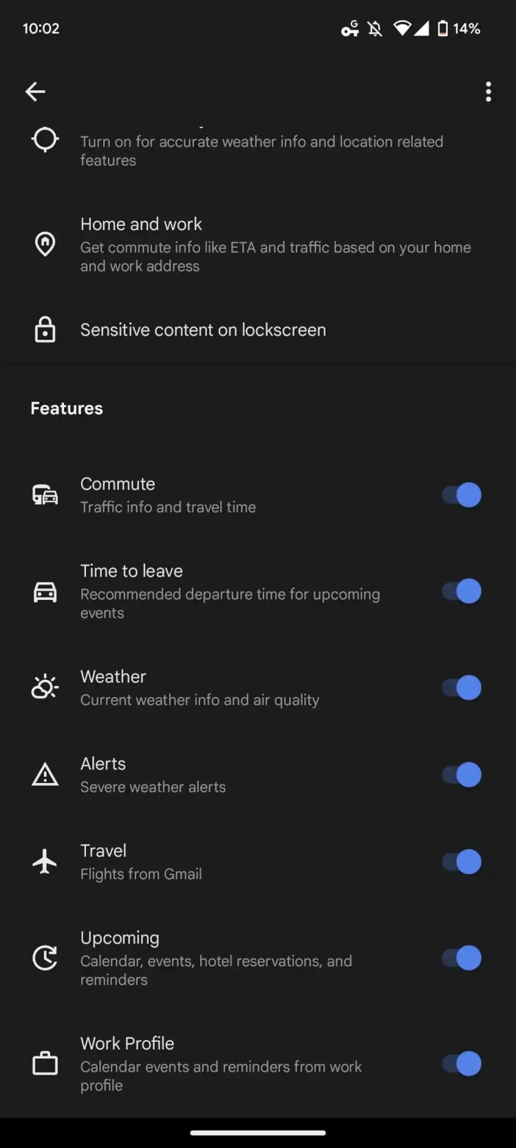 google pixel widget at a glance opzione pendolari separata