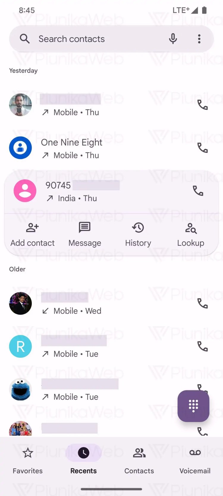 Google Telefono - Funzionalità lookup