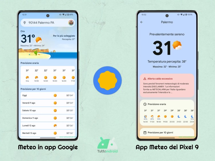 Meteo - app Google vs app standalone