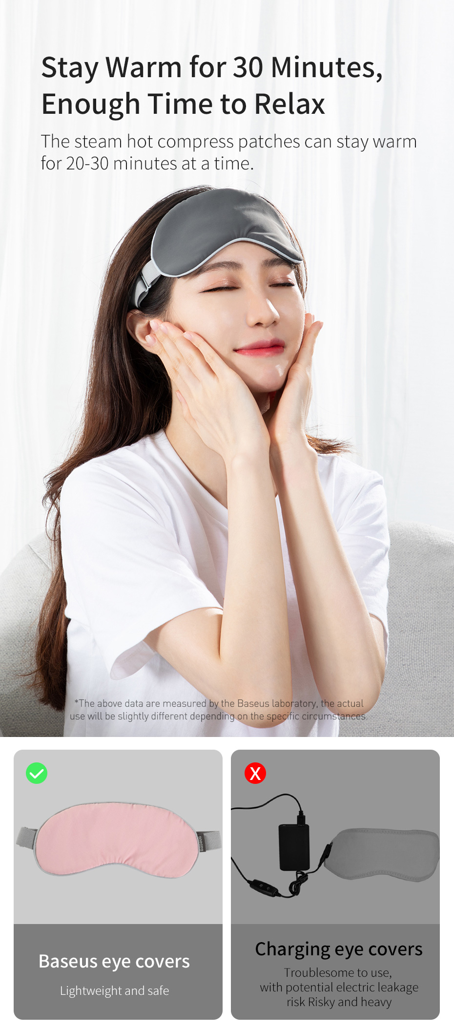 BASEUS Thermal Series Eye Cover (with 2 Packs of Hot Compress Patches for Replacement) Dark Grey