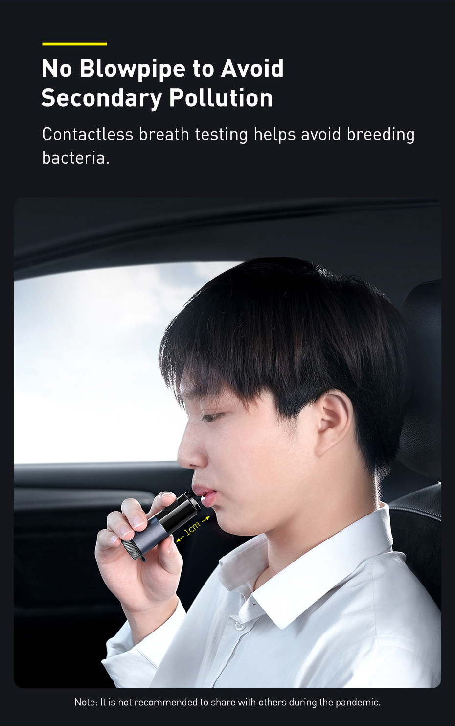 Baseus CRCX01 Alcohol Tester Electronic Breathalyzer with Digital