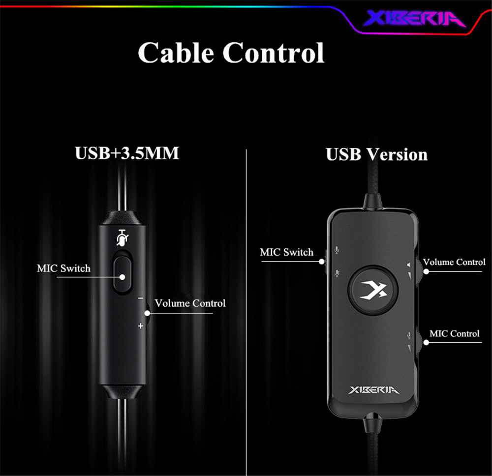 XIBERIA V20 USB 7.1 Surround Sound Optical Gaming Headsets With Mic