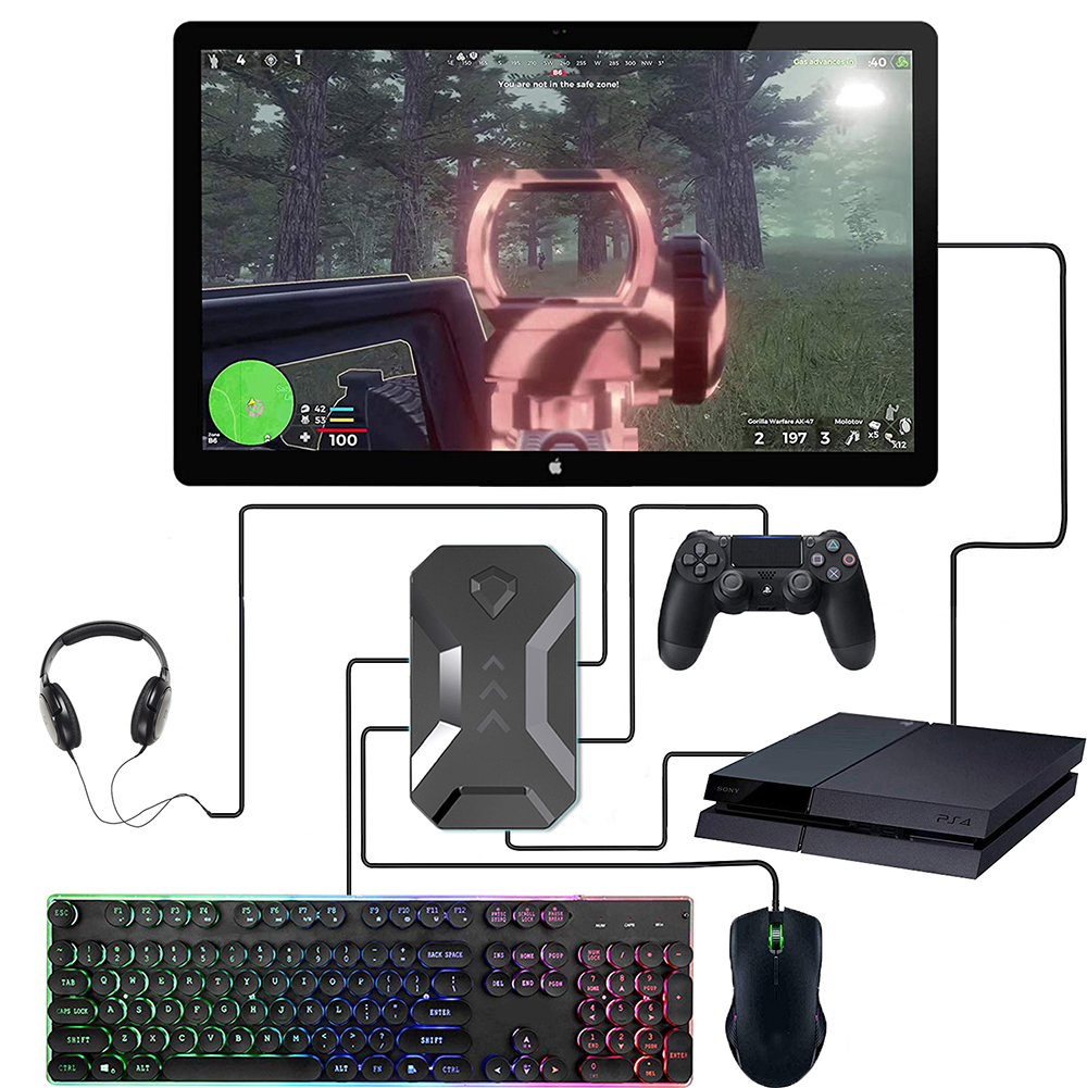 K1 Keyboard and Mouse Converter with 3.5mm Earphone Jack for Switch/Xbox/PS4/PS3