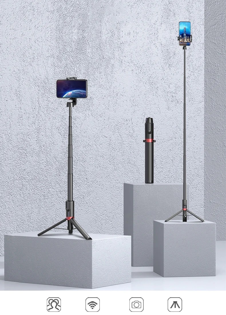 SEAJIC AB403 Selfie Stick Tripod Extendable 2 in 1 Aluminum Bluetooth