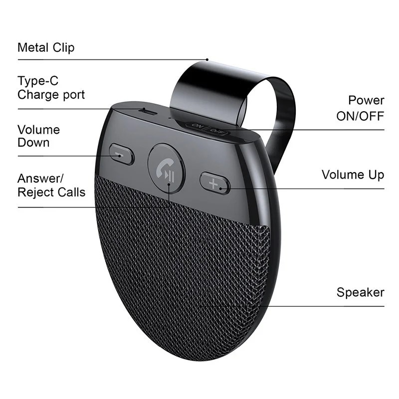 SP11 Vehicle Car Visor Bluetooth V5.0 Speaker Handsfree Call Car Kit