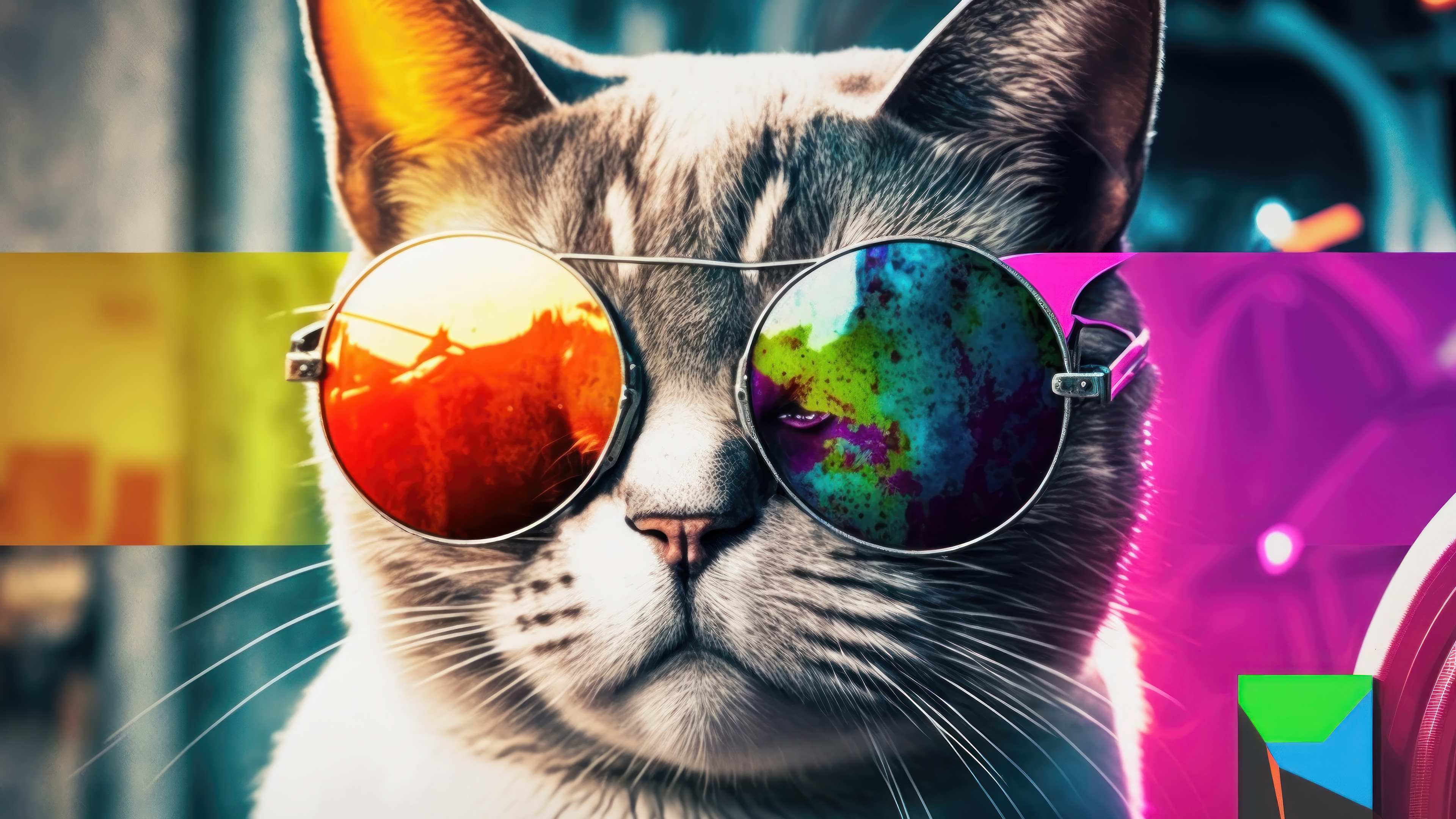 Cat Glasses Digital Art 4K 7820i Wallpaper PC Desktop
