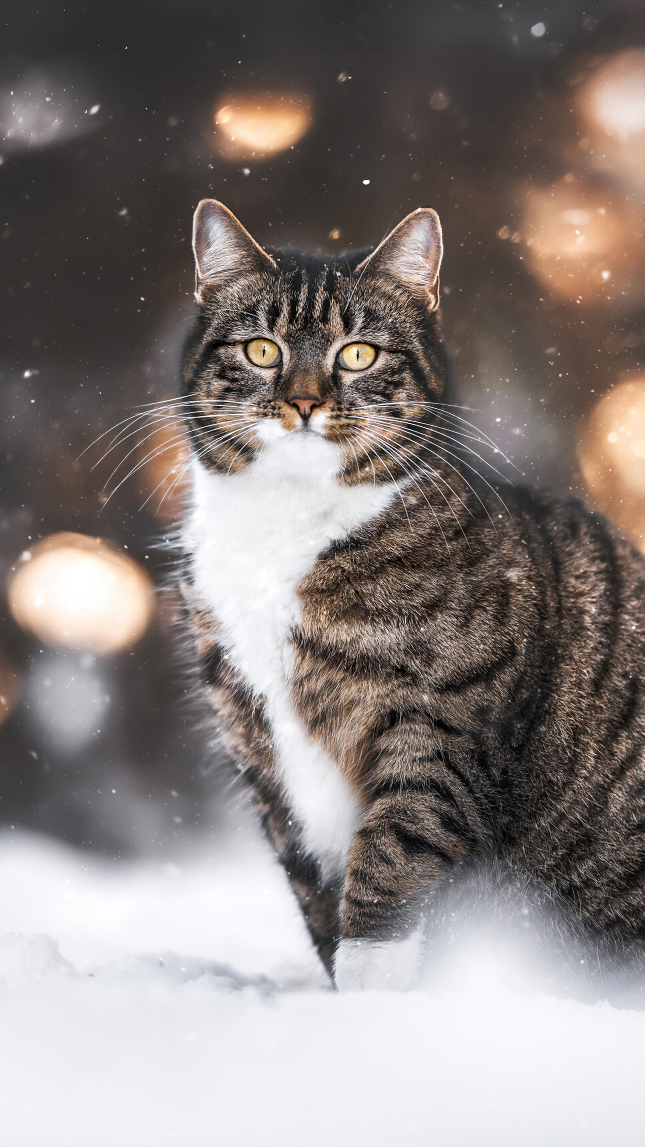 Cat in Snow 4K 7680g Wallpaper PC Desktop