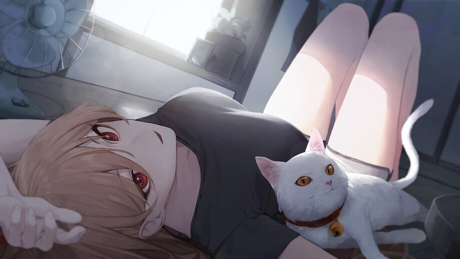 Chainsaw Man Power with Cat 4K 721j Wallpaper PC Desktop