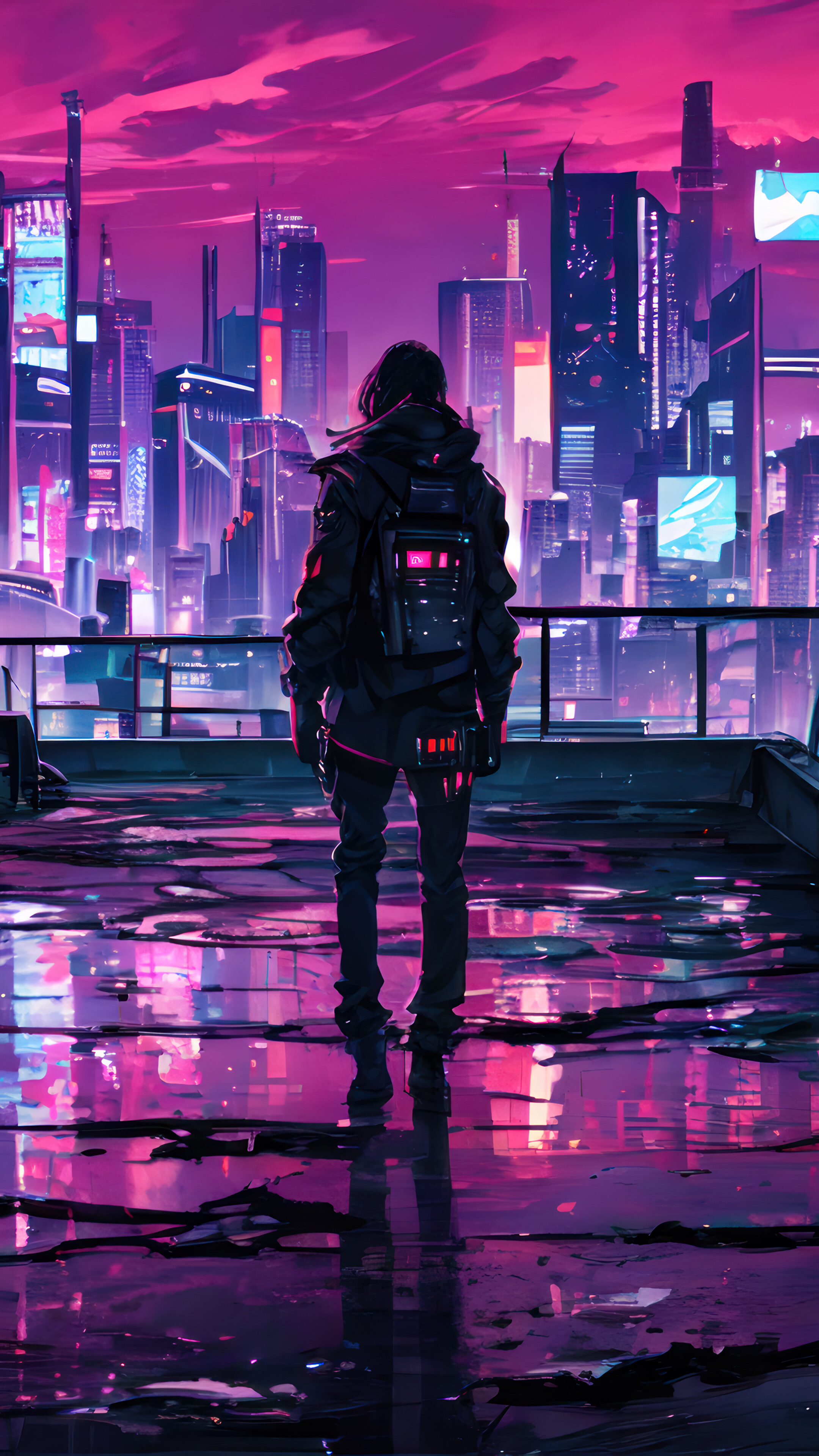 Cyberpunk SciFi City 4K 3371m Wallpaper iPhone Phone