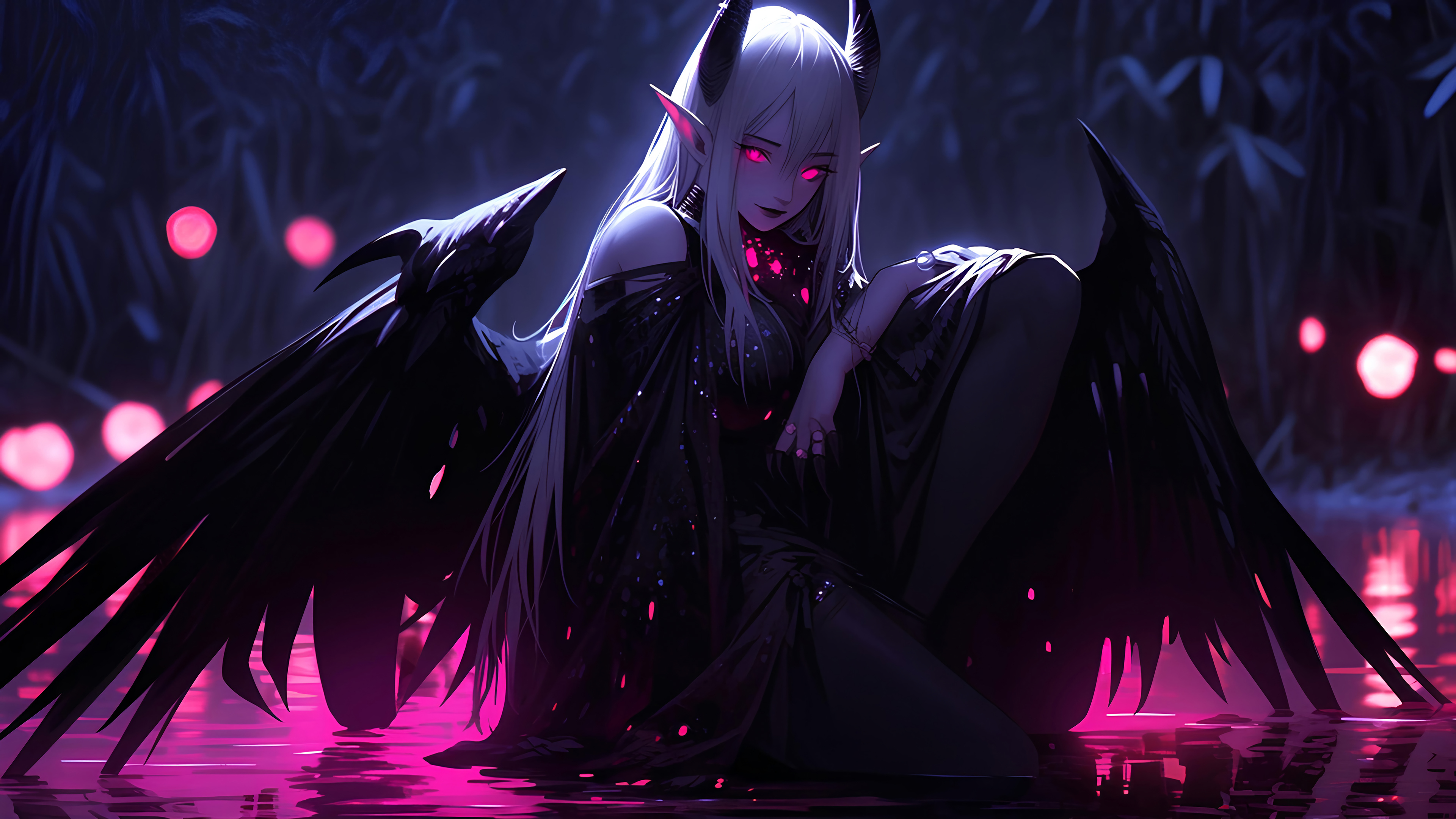 Demon Girl Wings Fantasy 4K #8980i Wallpaper PC Desktop