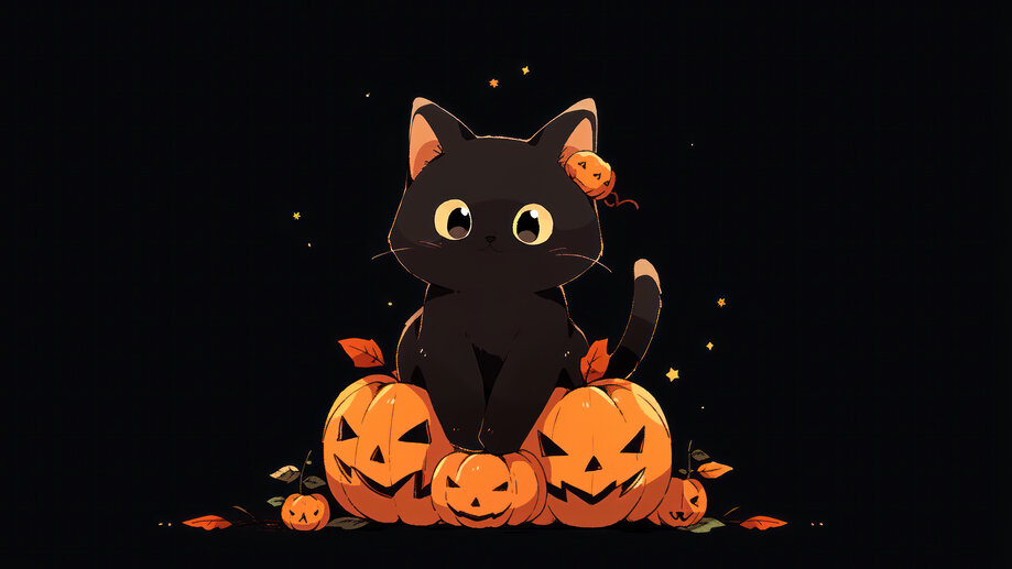 Halloween Black Cat Pumpkin 4K 6861m Wallpaper PC Desktop