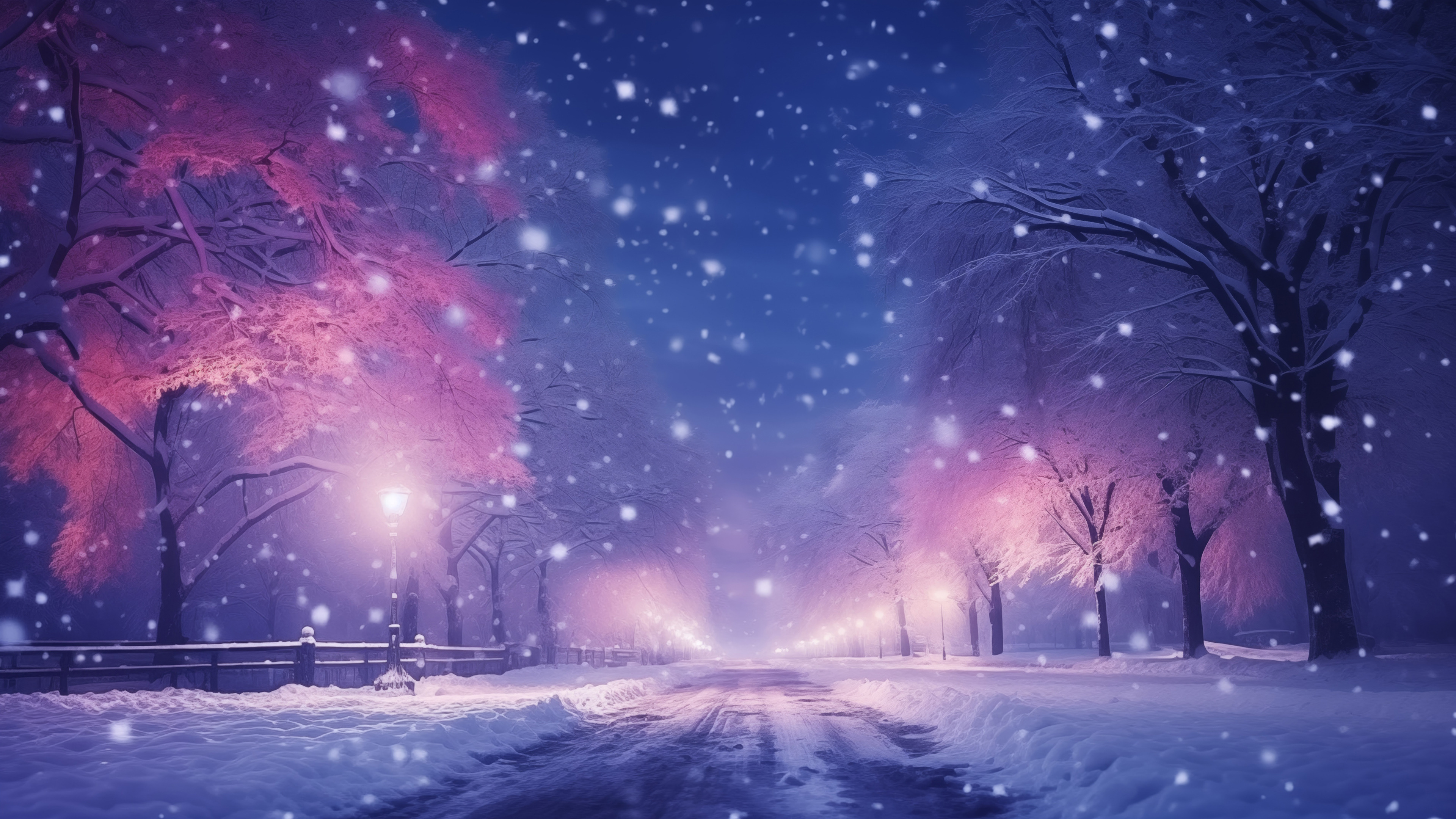 Night Snow Road Scenery 4K 1483a Wallpaper iPhone Phone