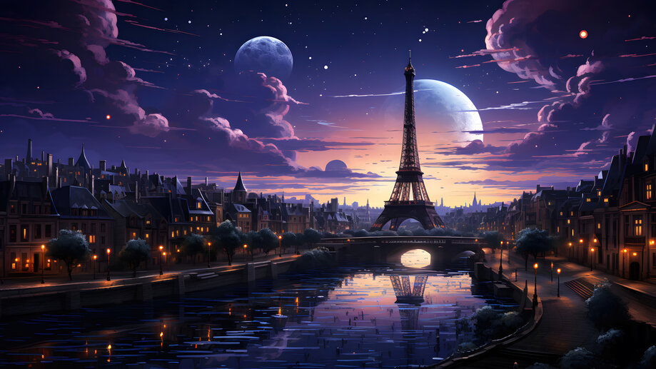 Paris City Night Scenery 4K 8501m Wallpaper iPhone Phone