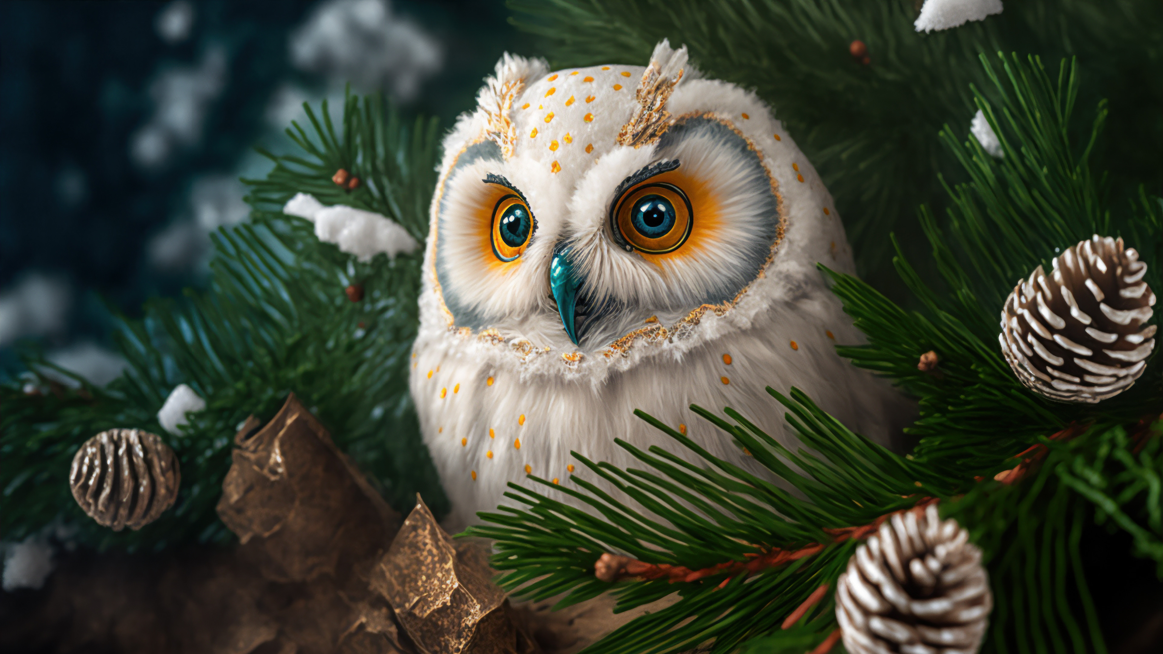 White Owl 4K 5380i Wallpaper PC Desktop