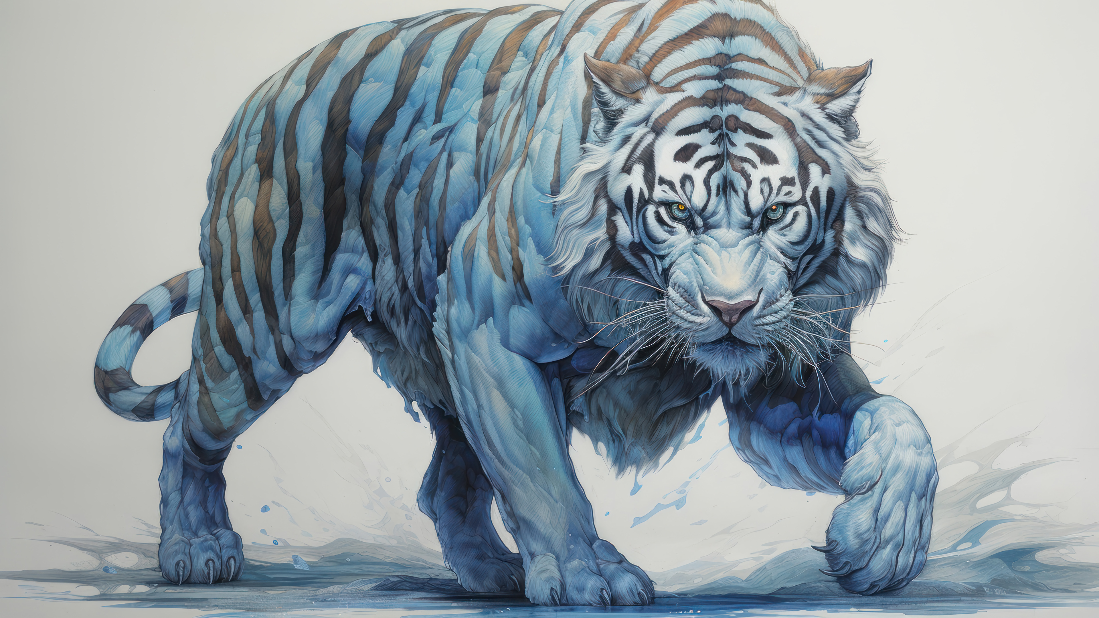 White Tiger Art 4K 1771n Wallpaper PC Desktop