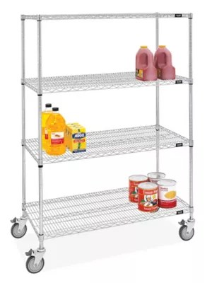 Epoxy Mobile Shelving 48 x 24 x 69", Zinc H10441Z Uline