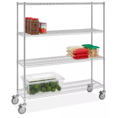 Stainless Steel Mobile Shelving 60 x 18 x 69" H10456 Uline