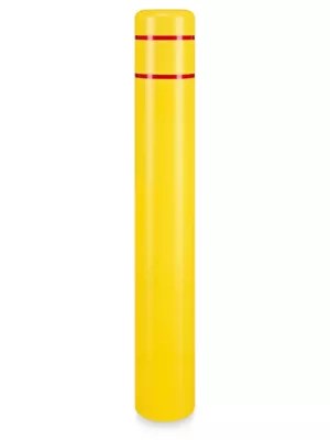 Reflective Bollard Sleeve 8 x 72", Yellow with Red Tape H10621 Uline