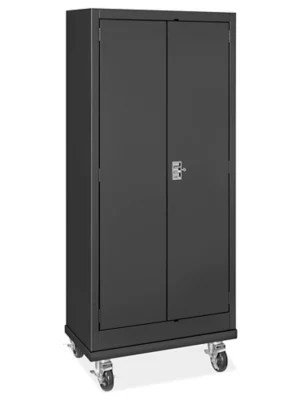 Mobile Slim Storage 30 x 15 x 72", Black H10698BL Uline