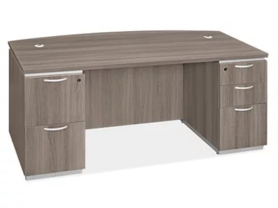 Downtown Executive Office Desk w/ Bow Front 72 x 36", Gray H11243GR