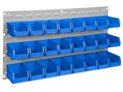 Wall Mount Panel Rack 36 x 19" with 7 1/2 x 4 x 3" Blue Bins H