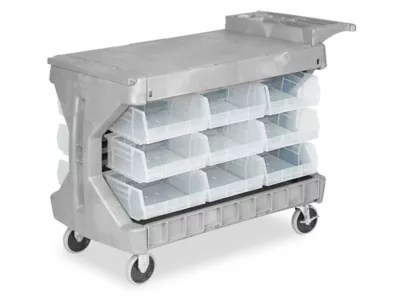 Bin Utility Cart 11 x 11 x 5" Clear Bins H1497C Uline